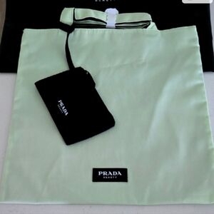 Brand New Prada Beauty Mint Green Tote with Bonus Black Pouch